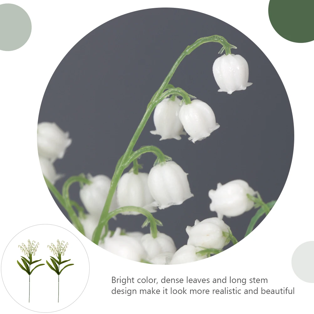 

6 Pcs Artificial Lily of The Valley Bright Color Dense Leaves Long Stem Fake Flower Vase Decoration Bedroom Living Room Wedding