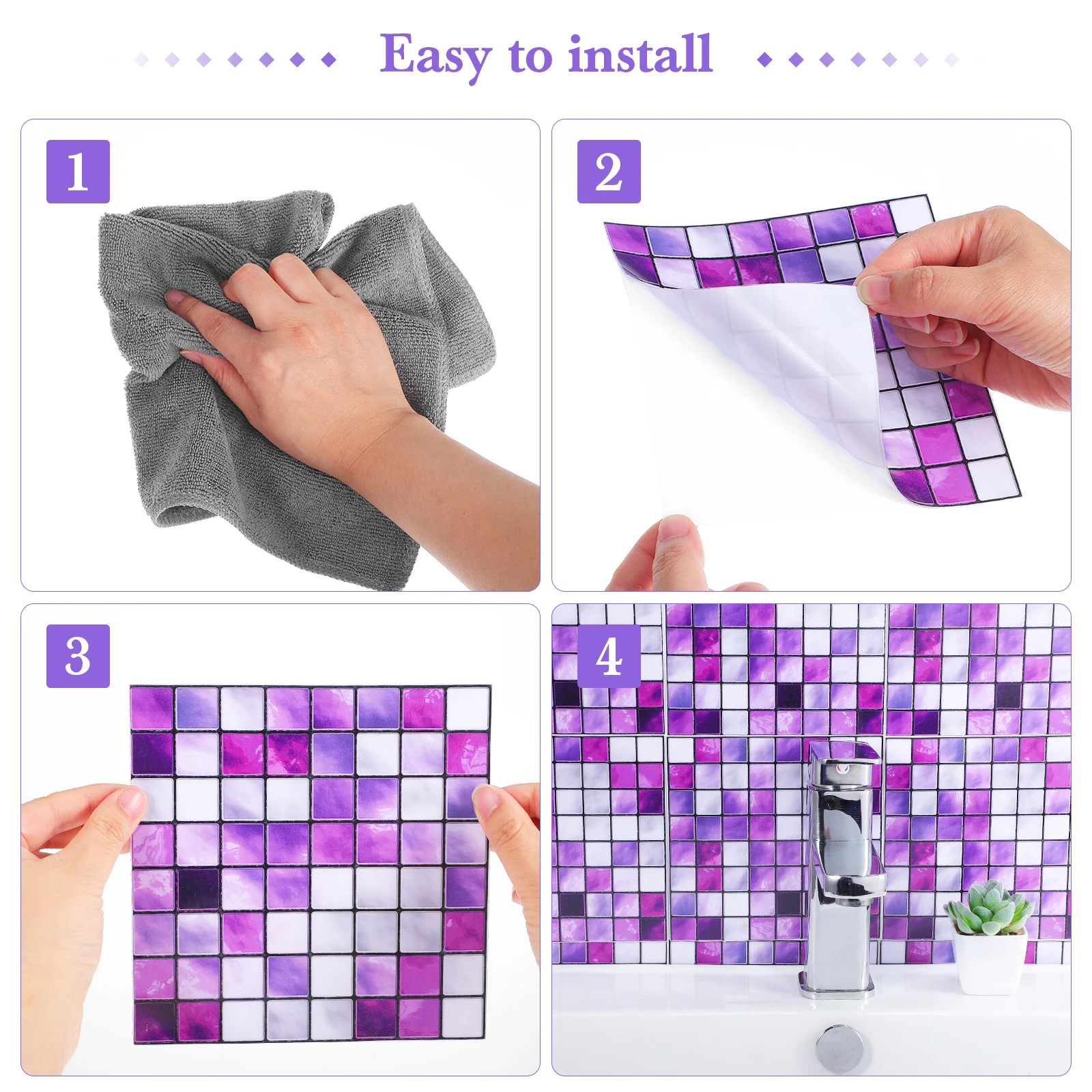 

10pcs Pvc Waterproof Tile Stickers Mosaic Design Wall Decal Sticky Wallpaper For Home Bathroom Kitchen Window Glass Decoration