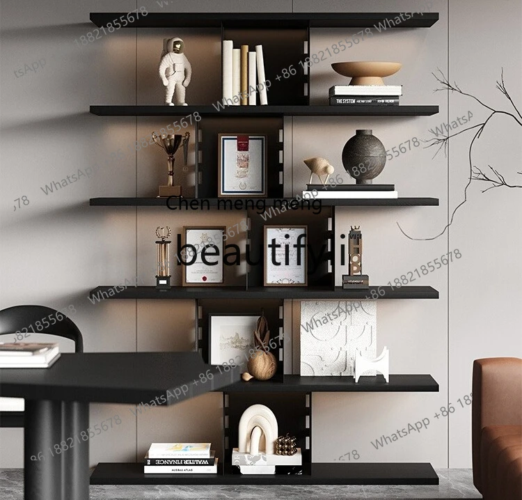 X Solid wood bookcase shelf living room floor-standing multi-layer display display wall bookcase file cabinet