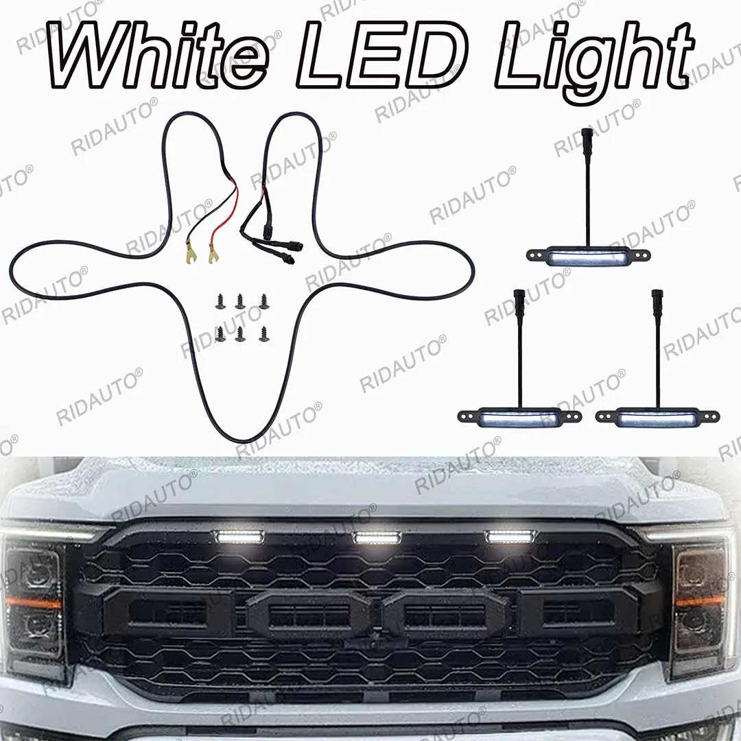 3PCS LED Lights White Light DIY LED Lamp Kit Raptor Modify Grille Lights Fit For FORD F150 2021 2022 2023 Upgrades Raptor Grille