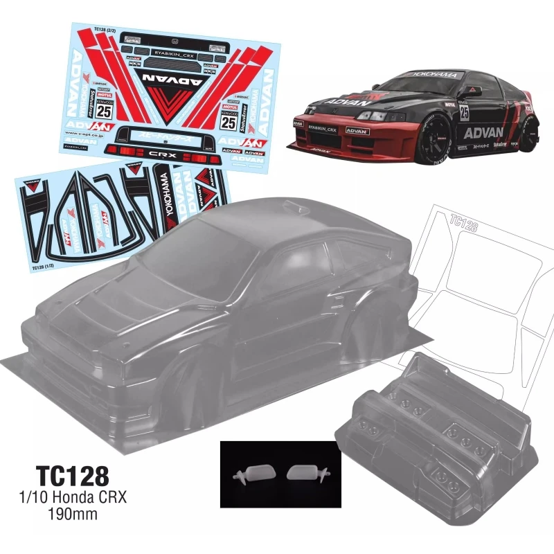 TC128 1/10 Honda CRX Advan Racing Прозрачный лехаский корпус 190 мм для шасси радиоуправляемого автомобиля Tamiya TT01 TT02 Hsp Hpi