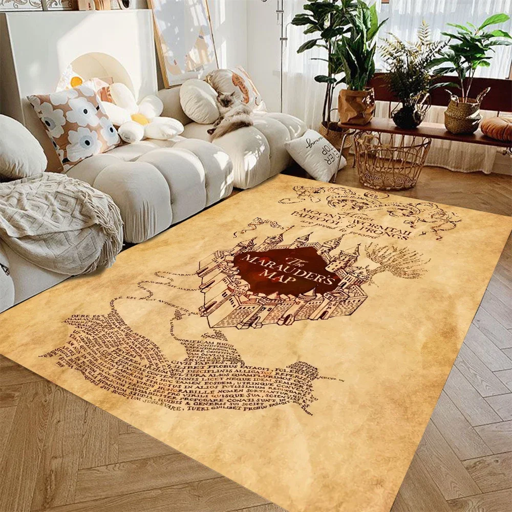 Alfombra MINISO de Harry Potter Hogwarts para el hogar, sala de estar, dormitorio, sofá, decoración de felpudo, alfombra de área de juego para niños, alfombra antideslizante