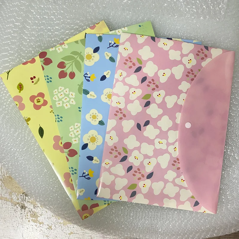 

10 шт. папок для документов формата А4, прозрачные папки из ПВХ с застежкой, милые папки с цветочным дизайном, папки для тестовых работ, креативные папки для хранения, офисные и школьные принадлежности