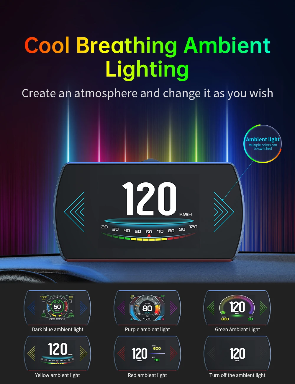 P12 Auto Head Up Display Für HUD OBD Digital Geschwindigkeit Meter On-Board-Computer Mit Übergeschwindigkeit Alarm Wasser Temp meter Spannung RPM – Detail 7