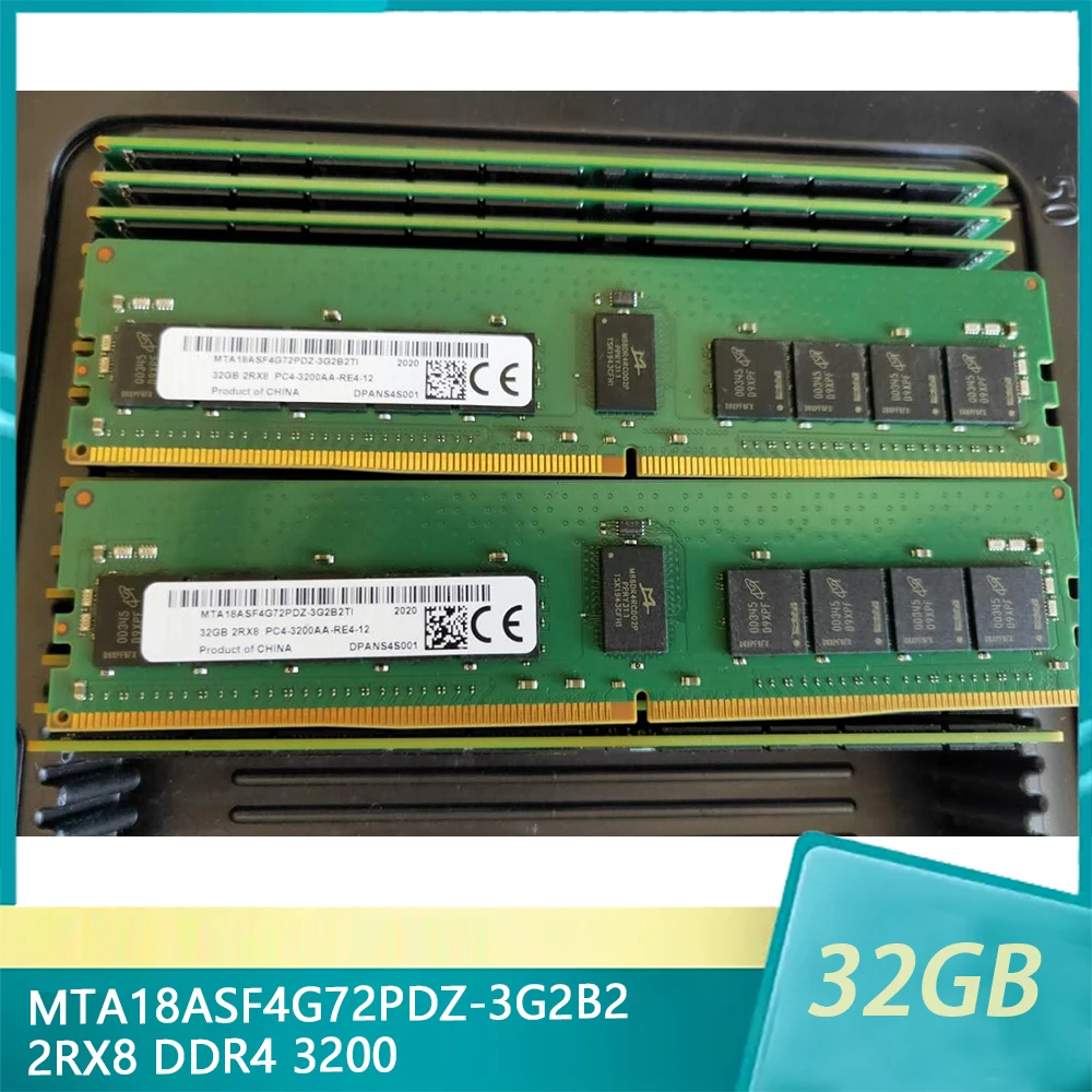 1Pcs MTA18ASF4G72PDZ-3G2B2 For MT RAM 32G 32GB 2RX8 PC4-3200AA DDR4 3200 ECC REG Server Memory