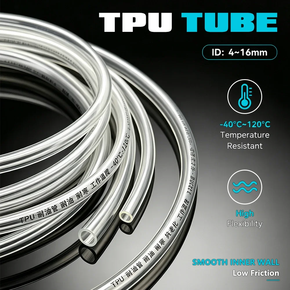 TPU Fuel Hose Transparent ID 4 5 6 8 10 12 14 16mm Oil Resistant Anti-Ageing Leakproof Pipe for Motorcycle & Car 1/2/3/5M