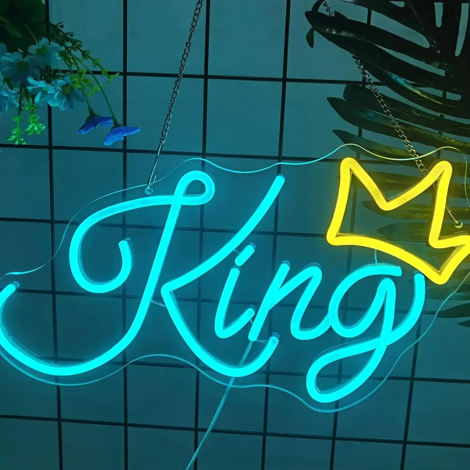 King Crown Neon Sign USB Dimmable LED Neon Light for Men Cave Game Room Bar Nightclub VIP Lounge Birthday Party Gift Wall Decor