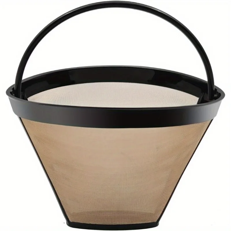 Gold Coffee Filter Reusable #4 Cone Coffee Filters Basket Replacement Fits Cuisinart/Ninja Coffee Makers and Brewers (1)