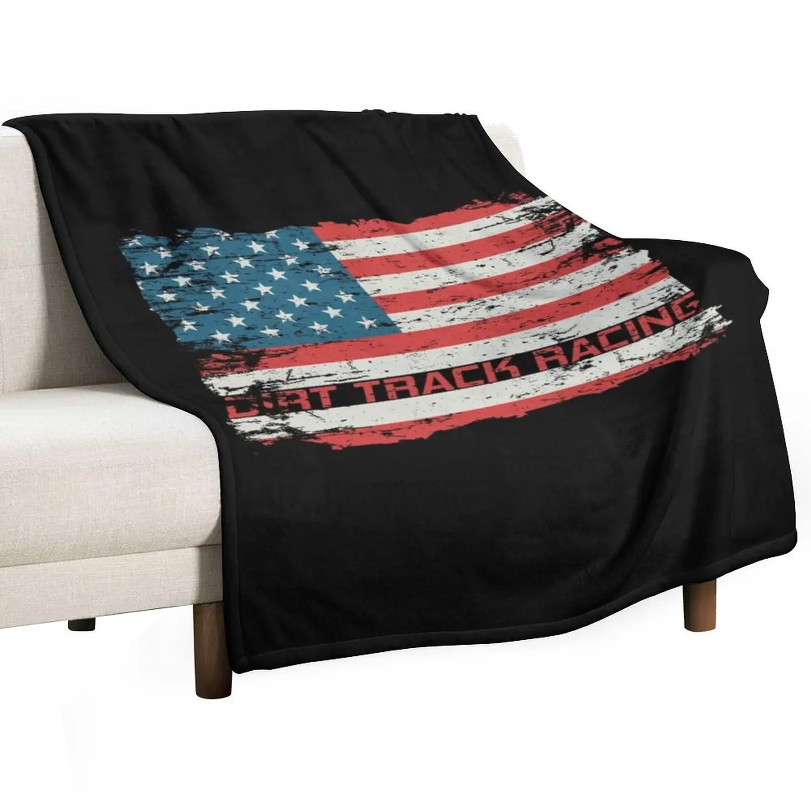 Dirt Track Racing American Flag Extreme Lover Gift Throw Blanket halloween Weighted Plaid Sofa Luxury Designer Luxury Blankets