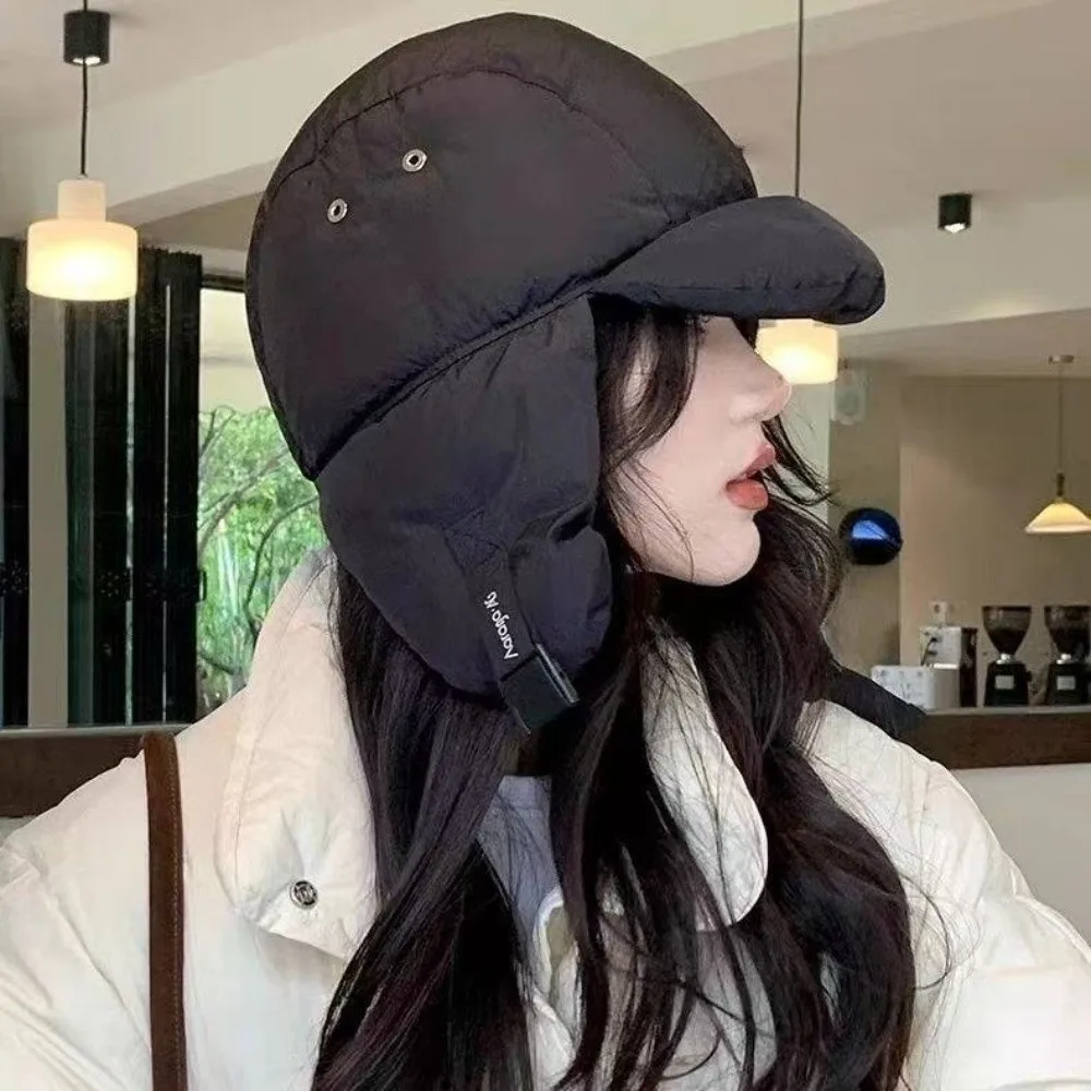 솔리드 컬러 패딩 봄버 모자 열 패딩 귀 플랩 방풍 사이클링 캡 한국 버전 레트로 스타일