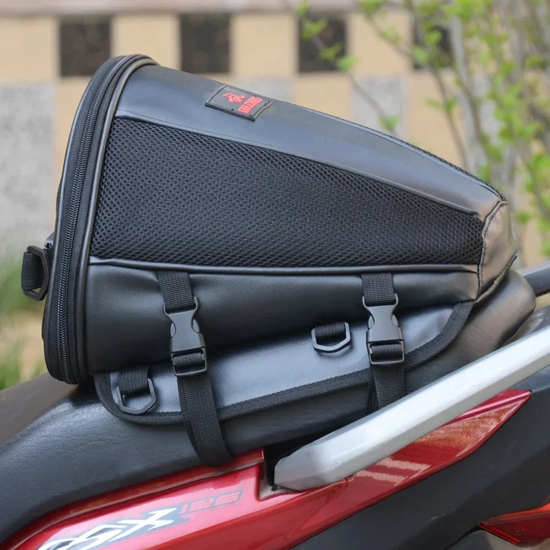 Motorcycle rear seat bag PU leather saddle bag fuel tank bag suitable for motorcycles and electric bicycles