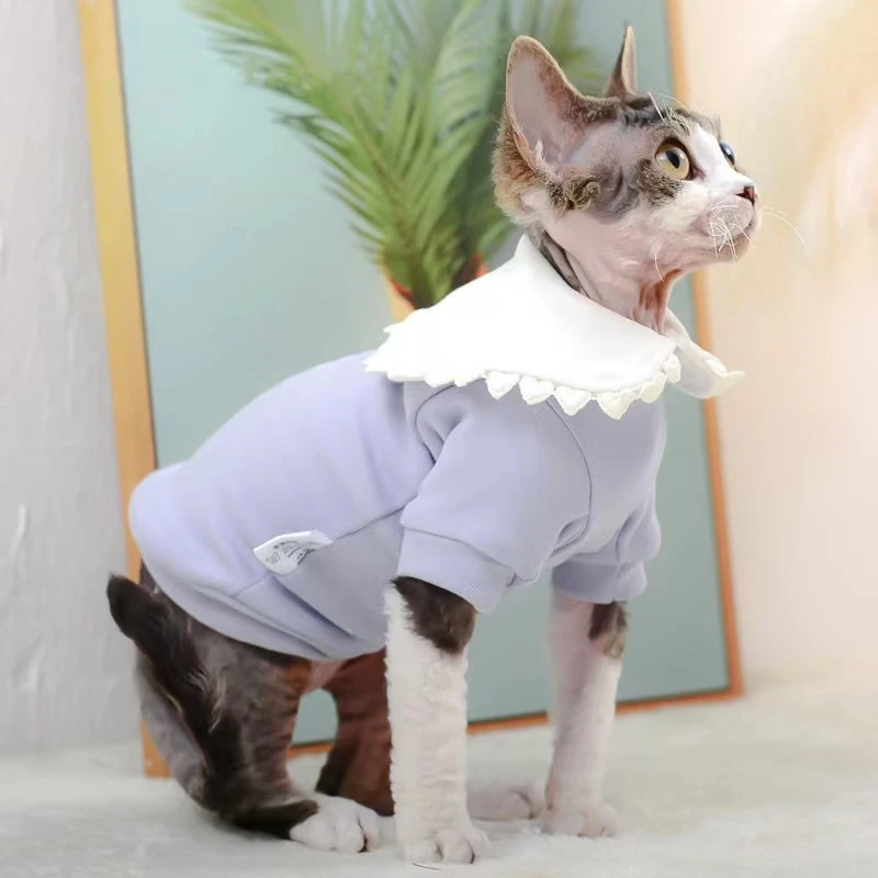 Spring Sphinx Cat Clothes Soft Hoodies For Sphynx Sweatshirt Pet Costume Kitten Jumpsuit With Cute Collar Autumn Winter Devon Re