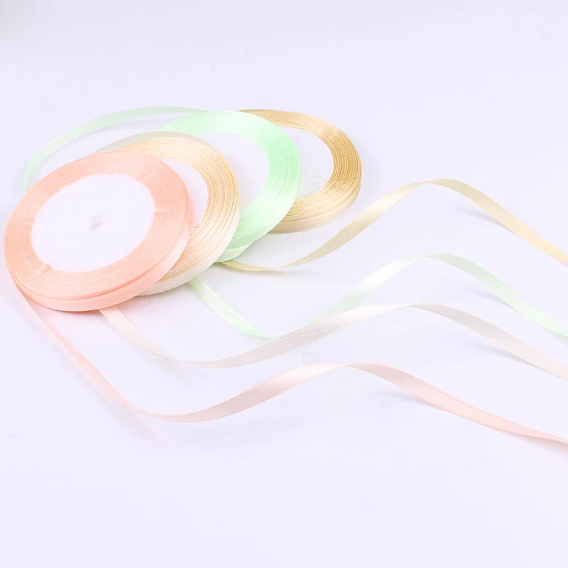 25yards/roll wide 6mm Silk Satin Ribbons Gift Wrapping Decoration Christmas Ribbons DIY Handmade make hair accessories articles