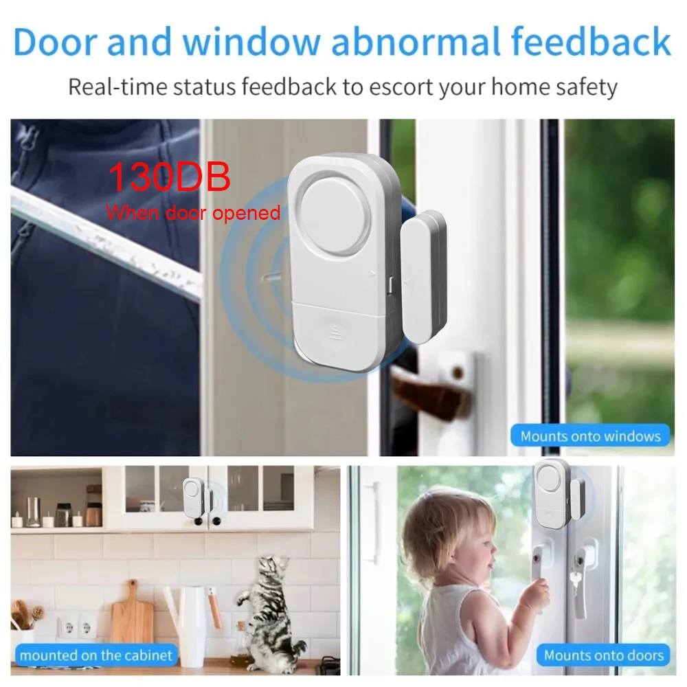 130DB Door Open Alarm Sensor Door detector with 130db Door Bell function 3 Level Volume Adjust 5 Working Model Switchable