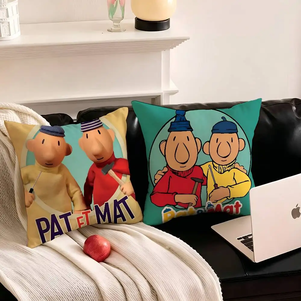 1pc Kwaii Cartoon P-Pat & M-Mat Anime Pillow Case Fashion Square Pillowcase Bedroom Sofa Room Ins Decoration Leisure