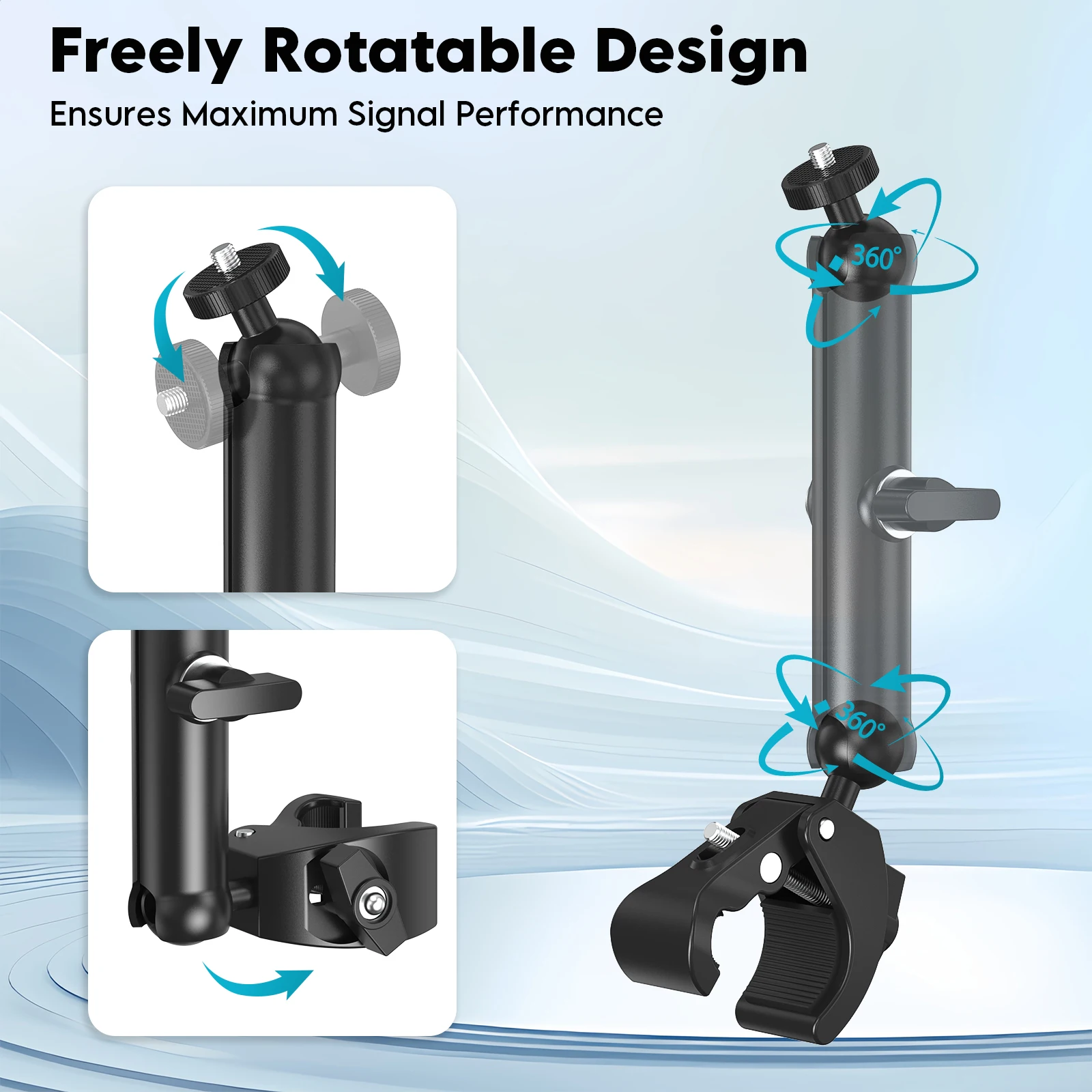 EDUP SK0146 Starlink Mini Regulowany Zestaw Mocujący z Zaciskiem – Przenośny Uchwyt ze Stopu Aluminium do Autokaravanów, Bagażników Dachowych, Balkonów – Montaż Bez Użycia Narzędzi