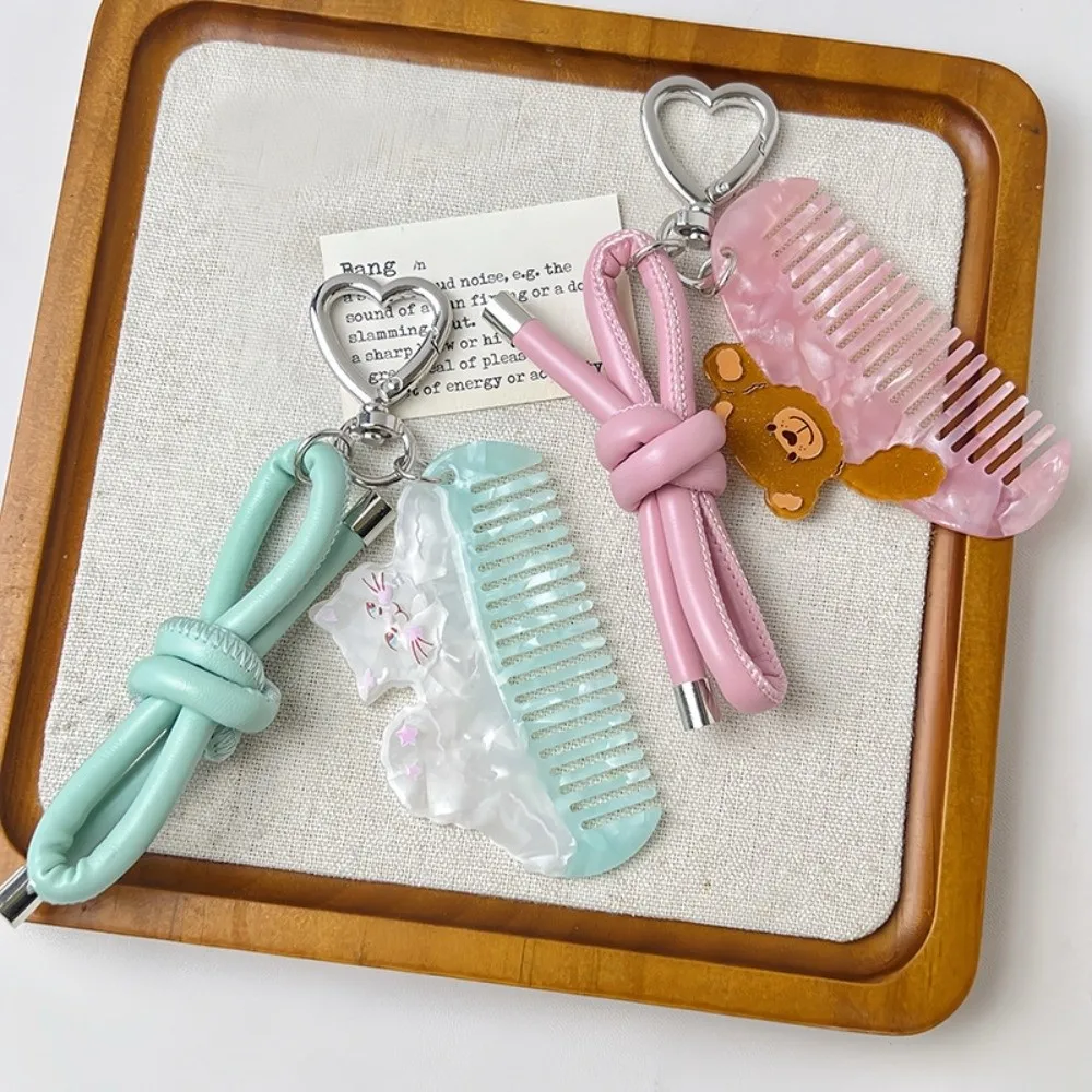 

Portable with Keychain Acetate Comb Pendant Cartoon Bear Cat Makeup Comb Hair Styling Tool Animal Hairdressing Combs Household