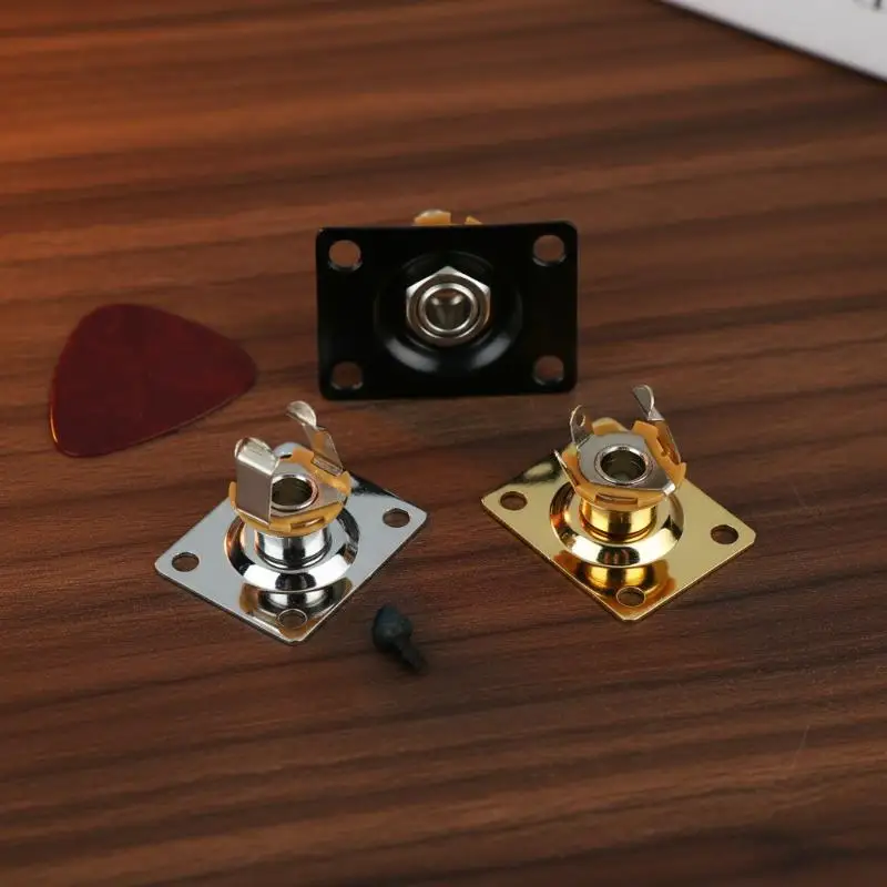 [J] Electric Guitar Jack Output Plate Guitar Output Jack Plate Square Shape Metal Compact Guitar Jack Socket Plate Guitar