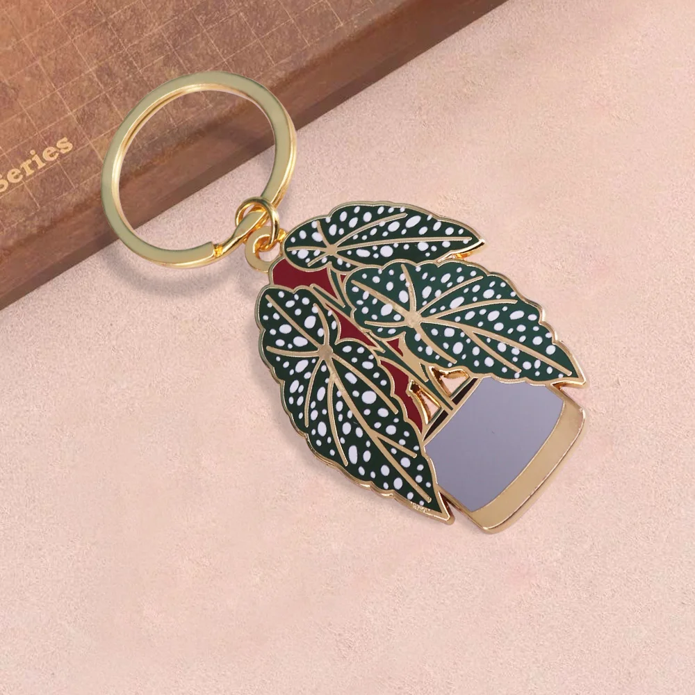 Begonia Plant KeyFob Cute Planter Keychain