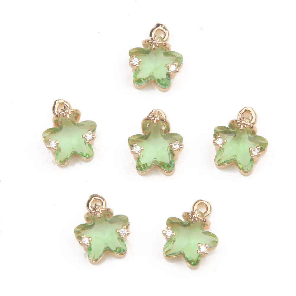 10PCS Faceted Celestial North Star Charms Glass for Jewelry Making Pendant Handmade DIY Findings Brass Accessories 10*12mm
