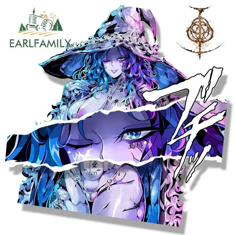 EARLFAMILY Gyaru Ranni Ring Game Fanart Car Sticker Moon Witch NSFW Sketch Waifu Decal JDM Cartoon Magic Girl Graffiti Stickers