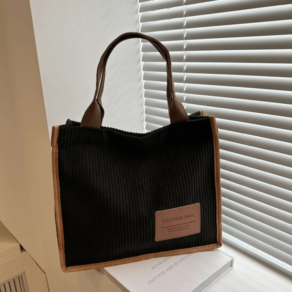 

Fashion Large Capacity Work Shoulder Bag Corduroy Fabric Solid Color Crossbody Bag Simplicity Casual Style Handbag WomenL Girls