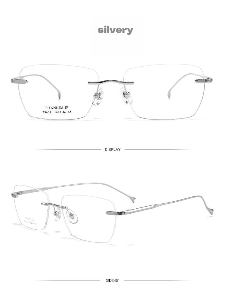 F·DRACON Neue rahmenlose Herrenbrille aus reinem Titan mit ultraleichter polygonaler optischer Korrektur für Herrenbrillen 234510wk – Detail 9