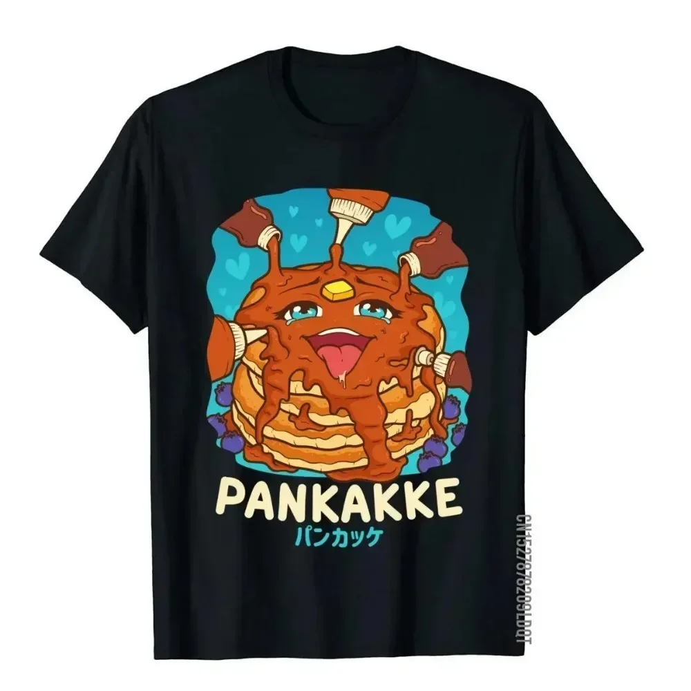 Summer Men's T-Shirt Kawaii Cute Pankakke Printed T-Shirt Japanese Pancake Cotton Short Sleeve Oversized Tee Shirt Men Clothes