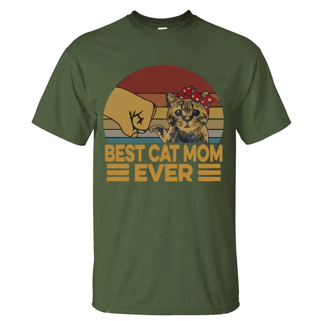 Beste Katze Papa Immer Sommer männer T Shirt Baumwolle Kurzarm Mode Nette Streetwear Tier Katzen Männlichen Tops Casual t-shirt