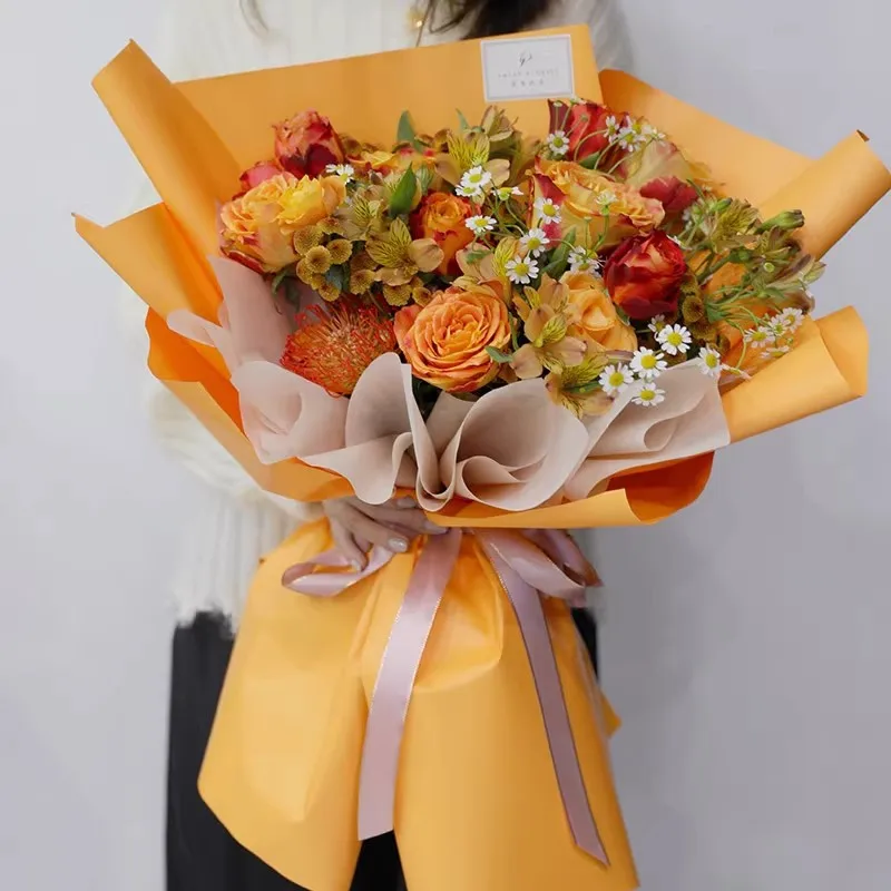 Korean Style Solid Color Paper Monochrome Ou Ya Paper Flower Wrapping Paper Waterproof Bouquet Material Florist Supplies