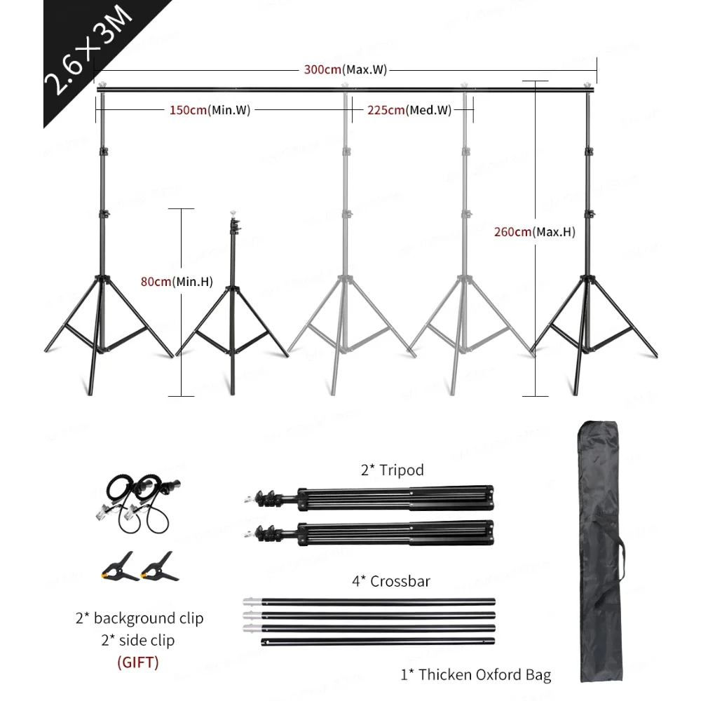 

2.6X3M Background Stand Photography Photo Video Studio Backdrop Background Stand Party Accessories Telescopic Backgrounds Studio