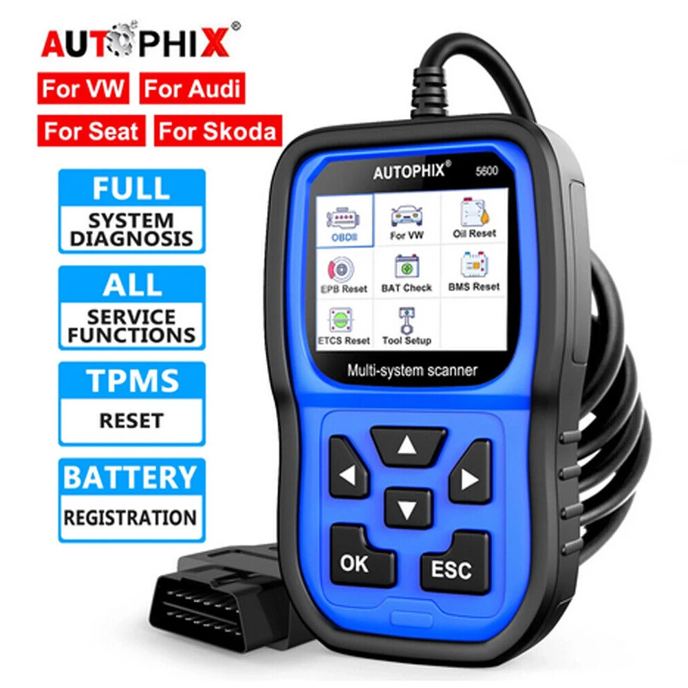 AUTOPHIX 5600 OBD2 Scanner for VW Audi Skoda Seat Engine ABS SAS Transmission Oil Reset Battery Registration Diagnostic Tool