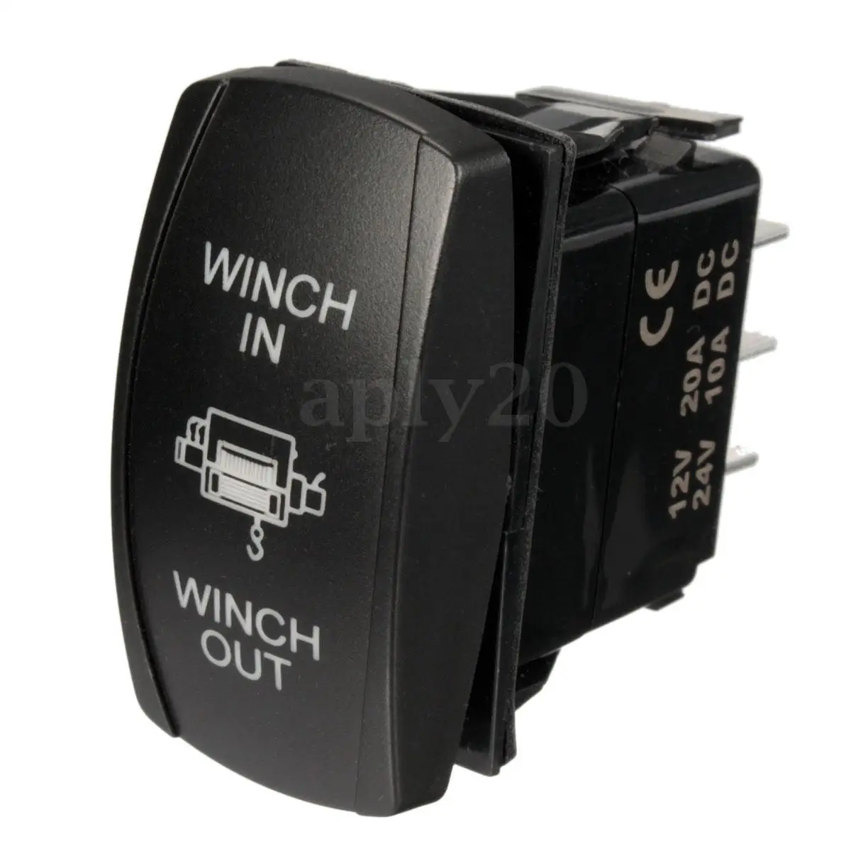 7 Pin Momentary Rocker Switch Blue LED Waterproof Winch in Out DPDT Switch for Vehicle Marine