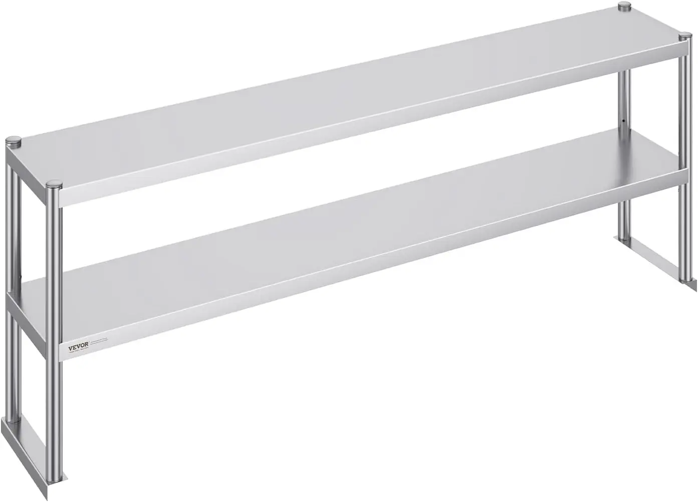 Overshelf duplo, Overshelf de aço inoxidável de camada dupla, deck duplo de 12 x 72 polegadas, trabalho de preparação com altura ajustável