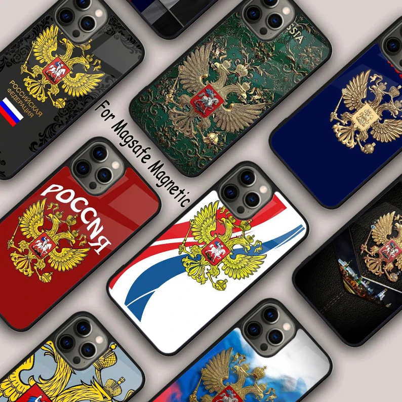 Russia Flag national emblem Magnetic Phone Case For APPLE iPhone 16 14 13 12 11 Pro Max 15 Plus Wireless Charge MagSafe Cover