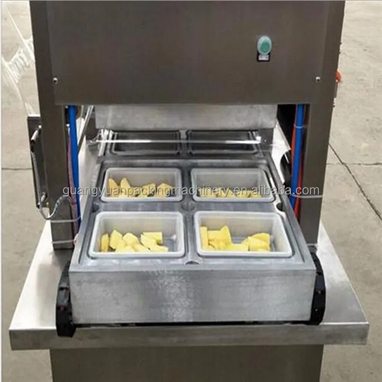 Guangyuan MAP Vacuum Disposable Tray Sealer Plastic Box Container Sealing Machine Body-fit Skin Vacuum Bowl Cup Packing Machine