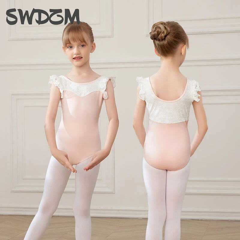 Ballet Leotard for Girls Lace Gymnastics Leotards Child Students Tutu Dance Leotard Short Sleeves Ballerina Bodysuit Kids