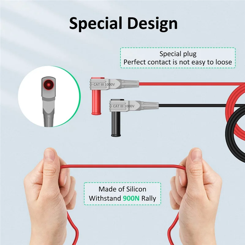 

N11R Multimeter Test Leads Kit, Precision Sharp Probe Test Lead Gold-Plated Probe Leads, Banana Test Lead Probe Clip Set