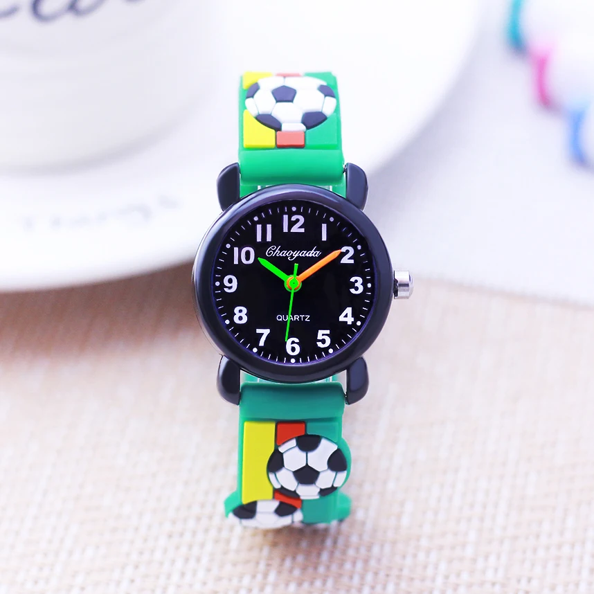 Relojes de silicona de fútbol para niños y niñas, bonitos y geniales, para niños pequeños, estudiantes, aprenden el tiempo, regalos de cumpleaños