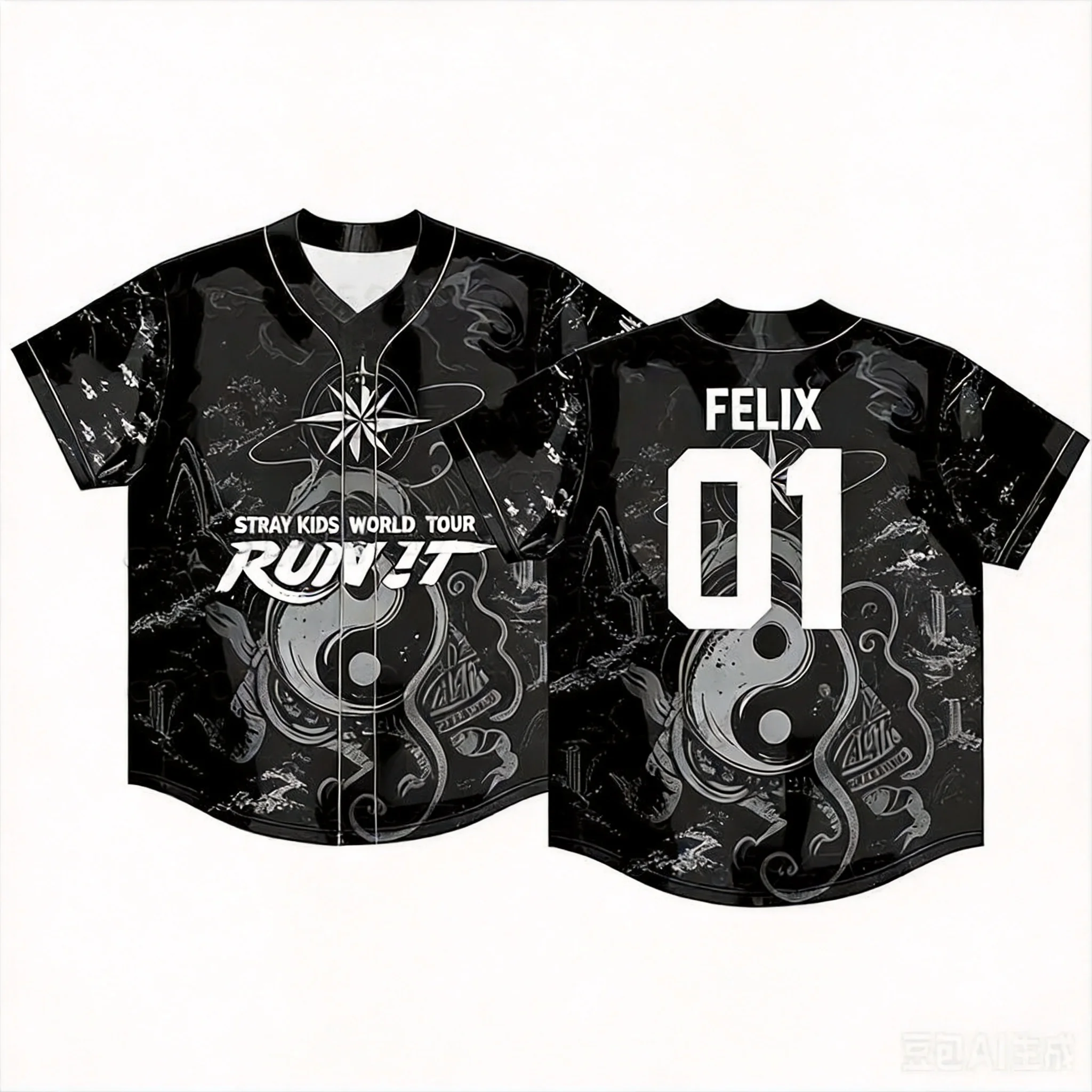 2026 Summer Family Matching World Tour Run It Baseball Jersey Casual Sports 3D Cosplay Baseball TShirt Kpop Hyunjin Fans Gifts