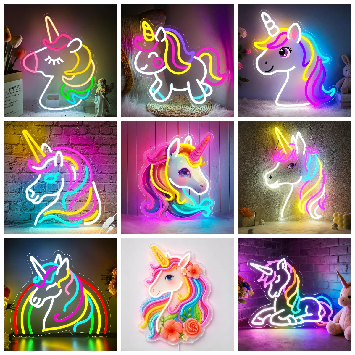 Unicorn Neon Sign Dimmable LED Lights For Girls Bedroom Lovely Interior Ornament Exquisite Birthday Gift For Kids Night Light