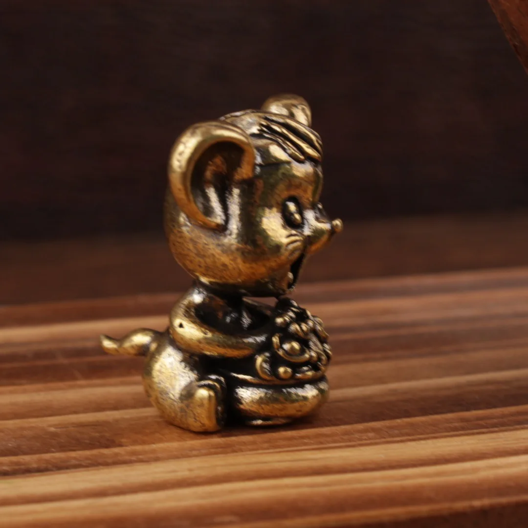 1/2Pcs cute rich mouse ornament home desktop small ornament Chinese retro solid handicrafts