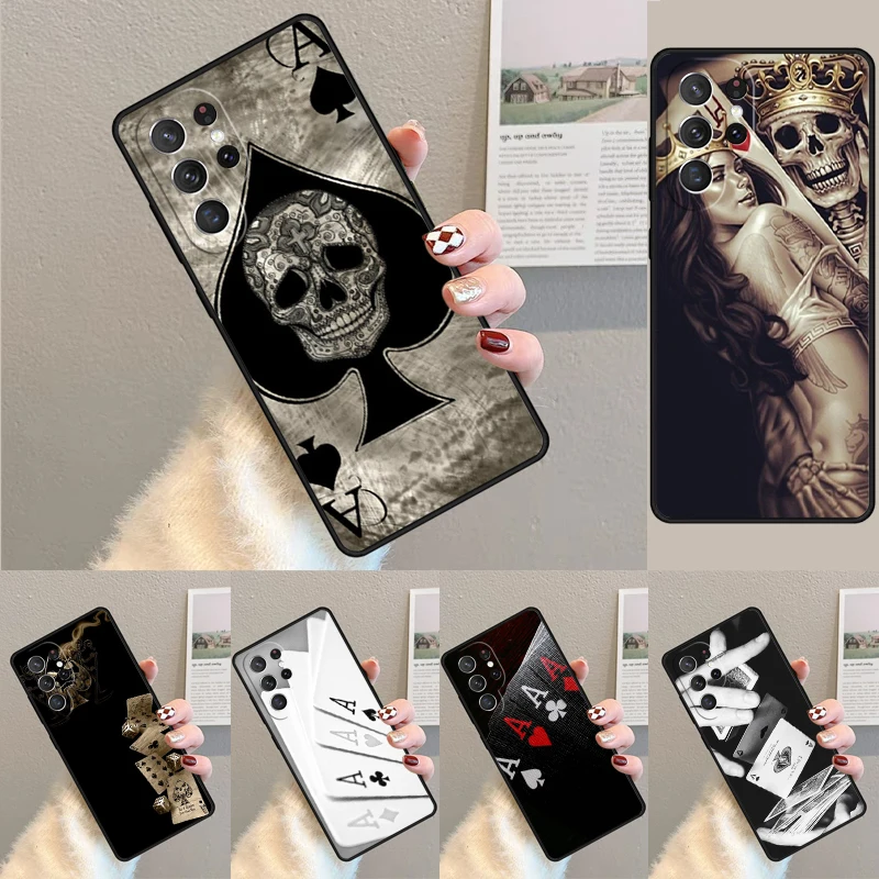 Cover For Samsung Galaxy S24 Ultra S21 S22 S8 S9 S10E Note 10 20 Plus FE S23 playing card Retro Poker Phone case Coque