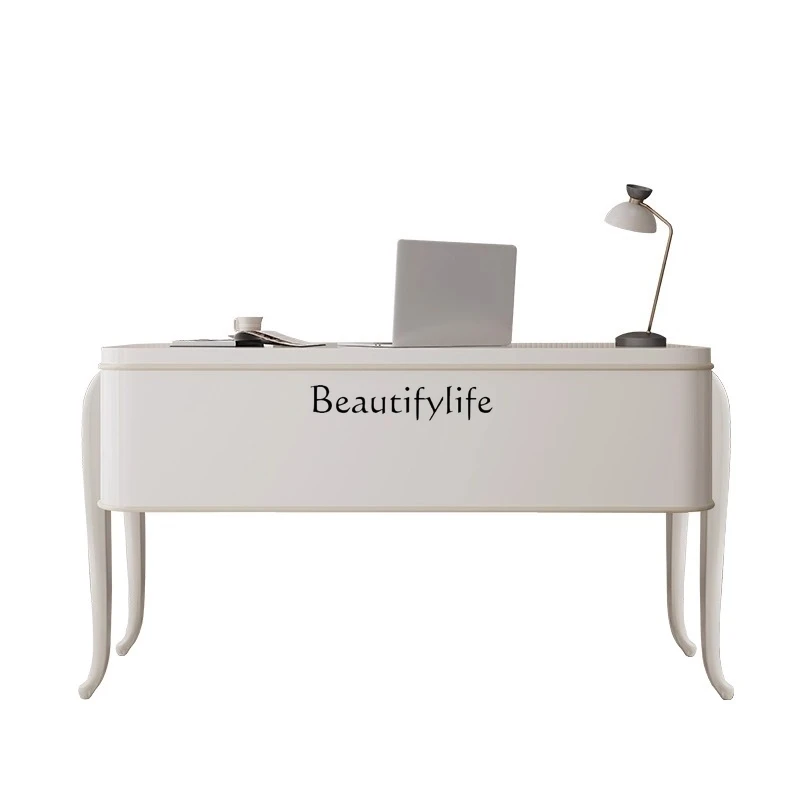 American light luxury all solid wood desk household French modern dual-purpose white computer desk