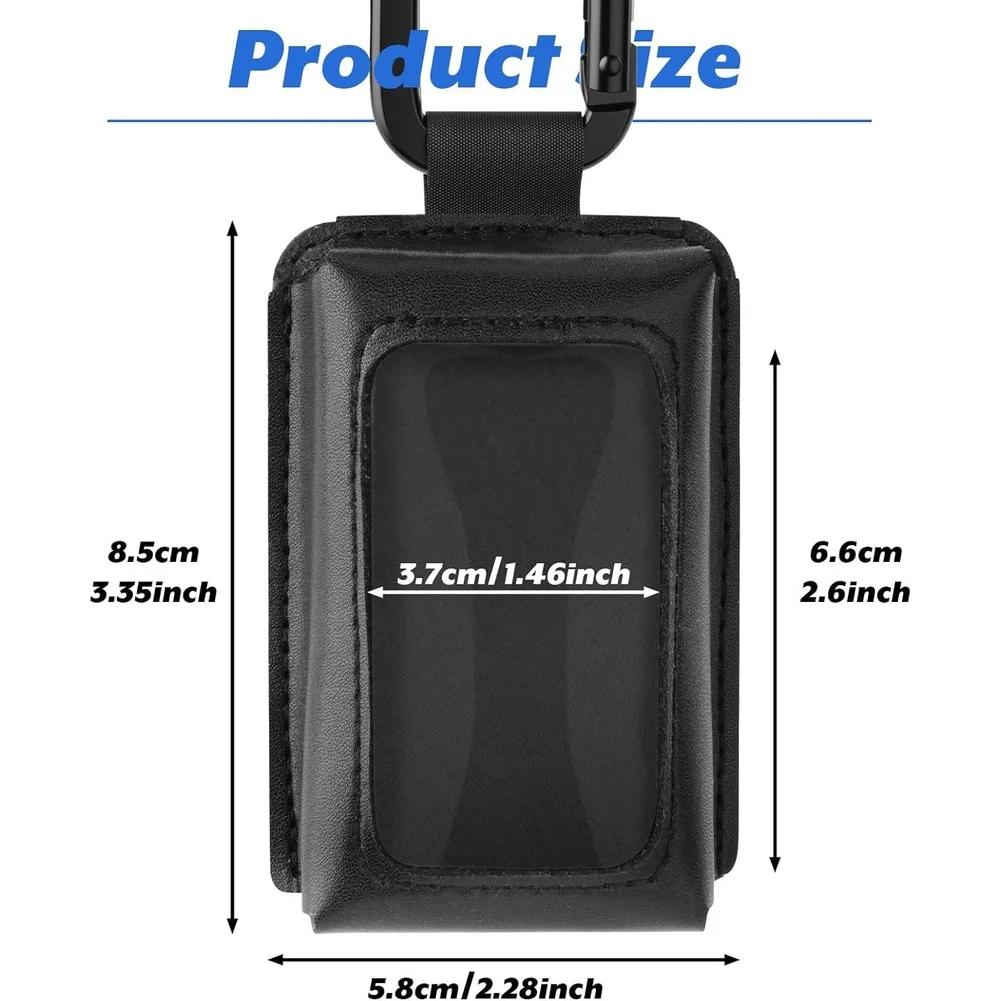 Compact 8.5x5.8cm Garage Door Remote Control Protective Case Made of 3D Nappa Leather with Carabiner for Belt or Bag