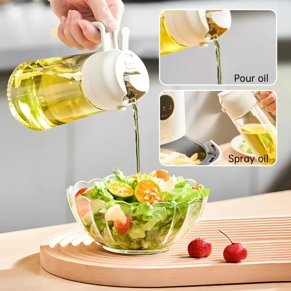 500ml 2 in 1 Spray Oil Sprayer Oil Dispenser Oil Jar for BBQ Kitchen Baking Air Frying Pan Oven Roasting Picnic Kitchen Tool