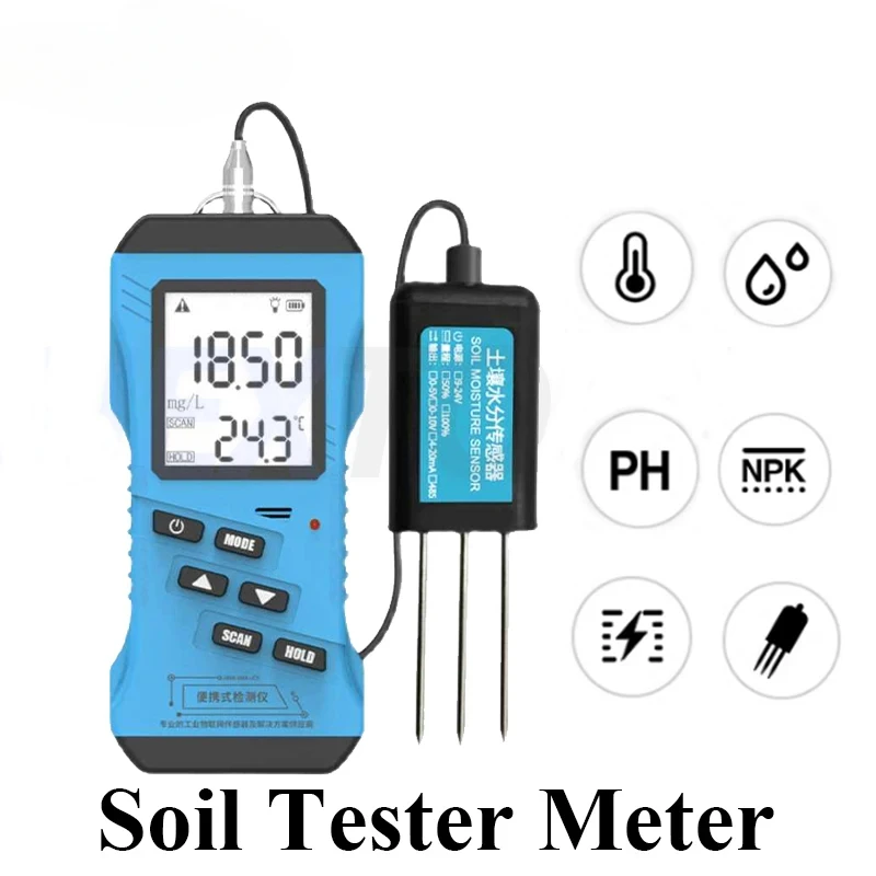 7 in 1 Rapid Soil tester Meter Nitrogen Phosphorus Potassium N P K PH Humidity Moisture Nutrient Conductivity Tester EC Meter