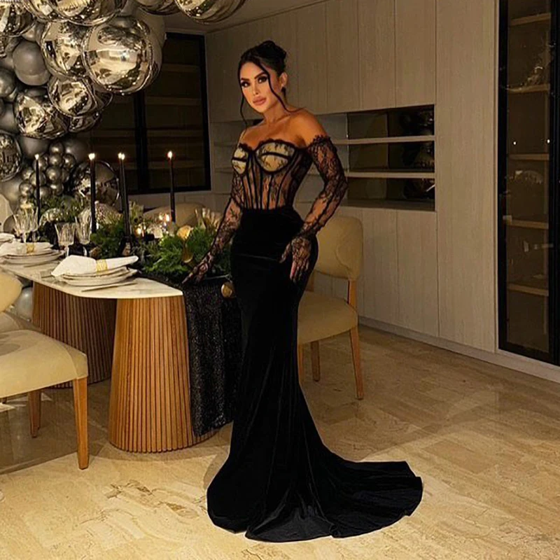 Thinyfull preto sereia vestidos de baile de formatura arábia saudita querida renda longo vestido de festa formal cocktail vestidos de baile personalizado