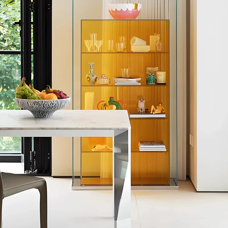 

Italian minimalist colored glass figure ornament decoration storage display cabinet living room wall sofa side cabinet