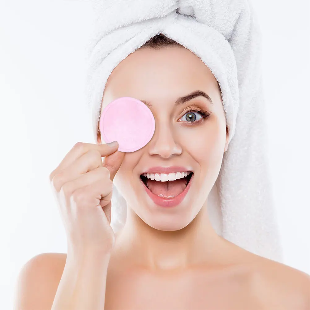 

10Pcs Makeup Remover Pads Reusable Bamboo Fiber Soft Double Layer Facial Cleansing Pads Durable for Daily Makeup Removal Travel